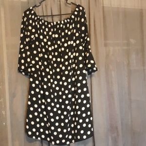 Black and White Polka dot Off the shoulder Dress